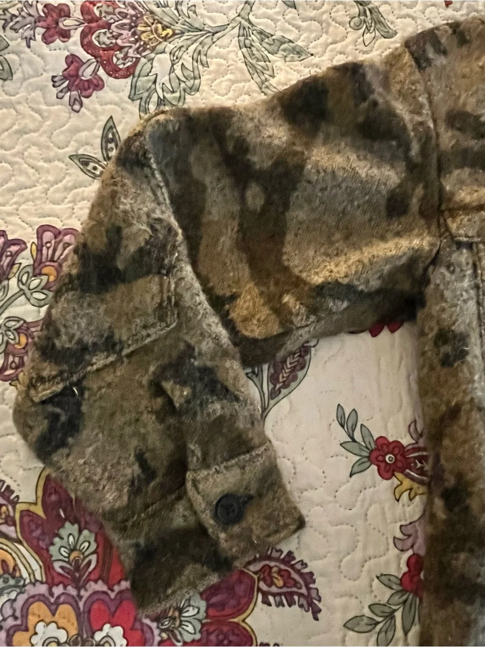 Vintage Youth Sleeping Indian Design Wool Hunting Jacket Large Camo Heavy Duty